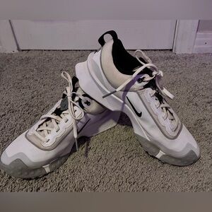 Men's 7 Nike Air Diamond Varsity Turf Baseball Shoes White Black